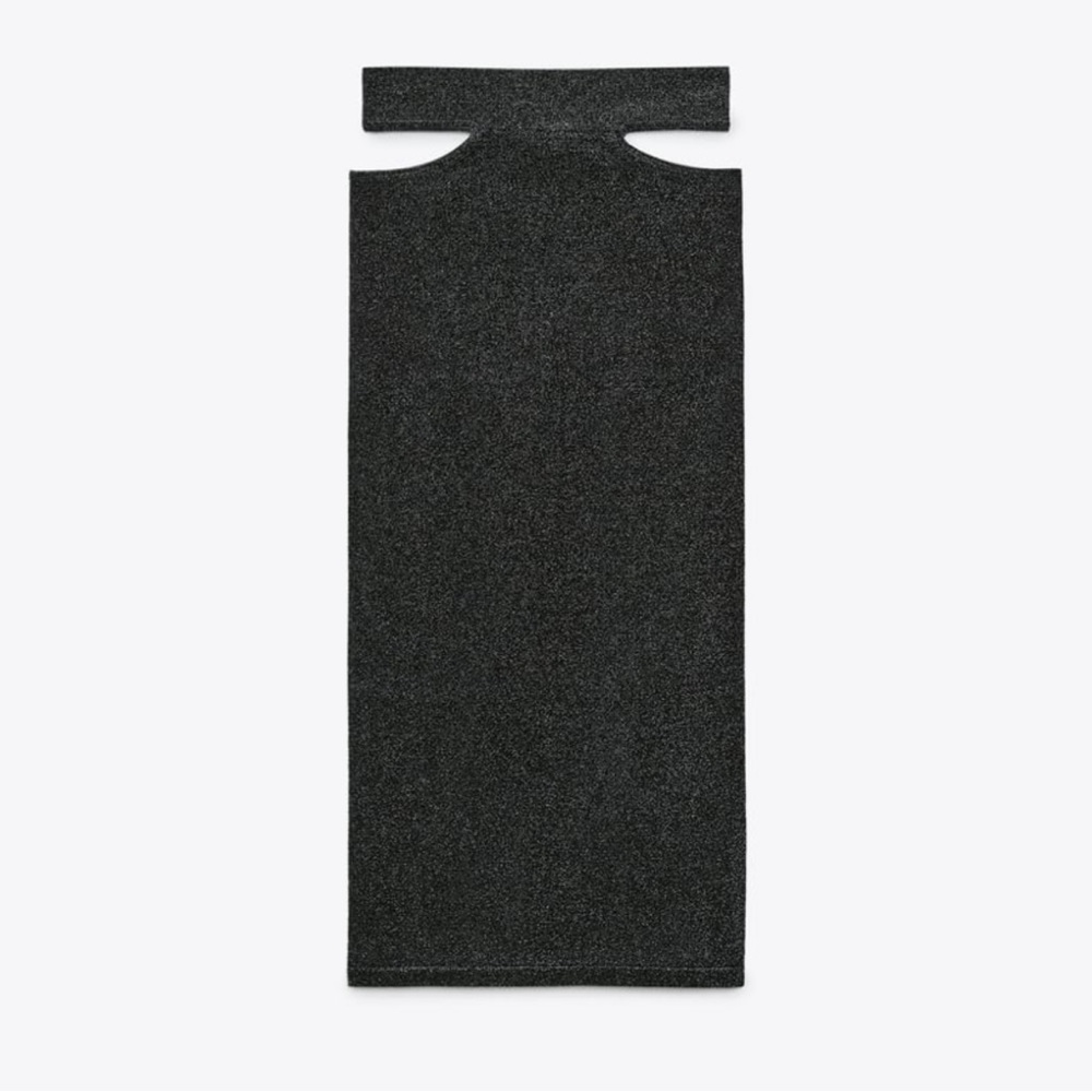 NWT ZARA CUT OUT SKIRT WITH METALLIC THREAD BLACK/SILVER SIZE M-L NWT